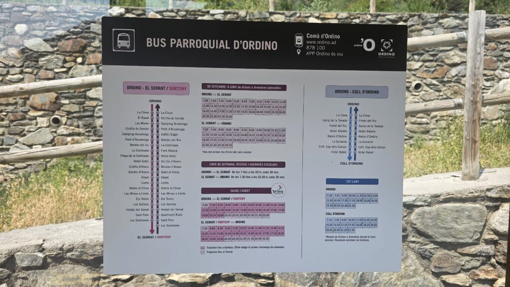 horario bus a la ruta del hierro en Ordino