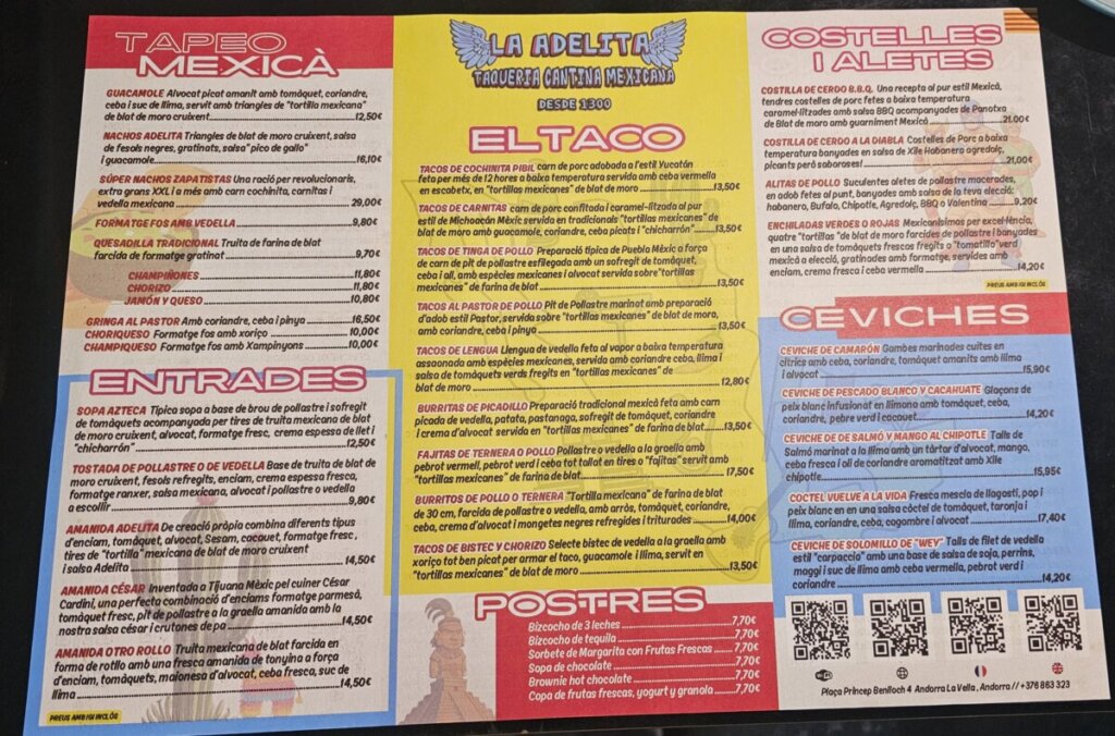 Carta La Adelita en Andorra La Vella