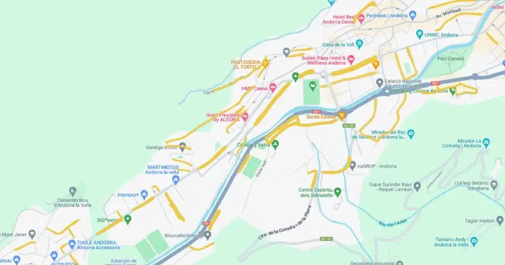 zona verde cerca de mi, mapa que indica zona verde andorra la vella 